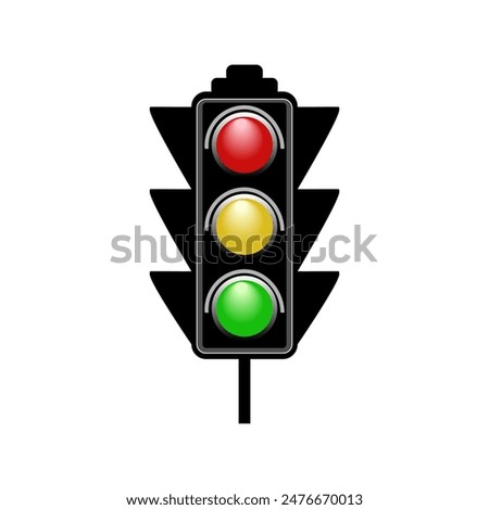 Stoplight sign. Icon traffic light on white background. Symbol regulate movement safety and warning. Electricity semaphore regulate transportation on crossroads urban road. Vector illustration