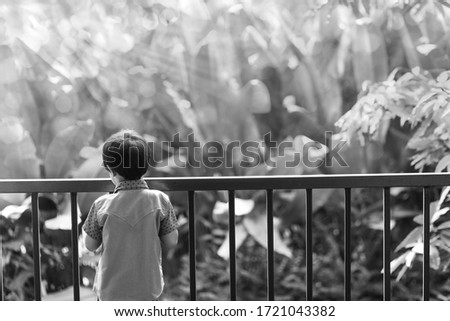 Similar – Image, Stock Photo Lonely blue steel railing with concrete foundation alone in front of a blue sky in sunshine in Oelde near Warendorf in Westphalia in the Münsterland region of Germany