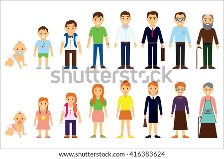 Different Age Of The Person. Cartoon Image. Generations. Vector ...