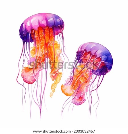 Similar – Image, Stock Photo Transparent Jellyfish With Long Poisonous Tentacles