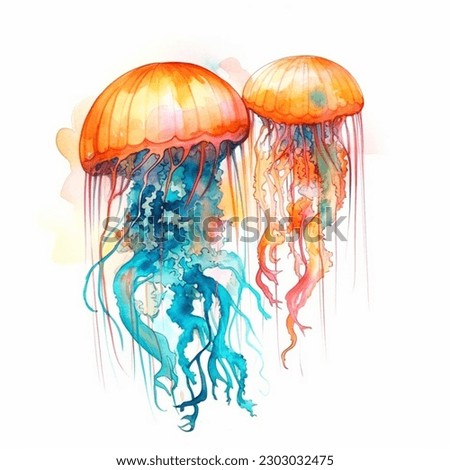 Similar – Image, Stock Photo Transparent Jellyfish With Long Poisonous Tentacles