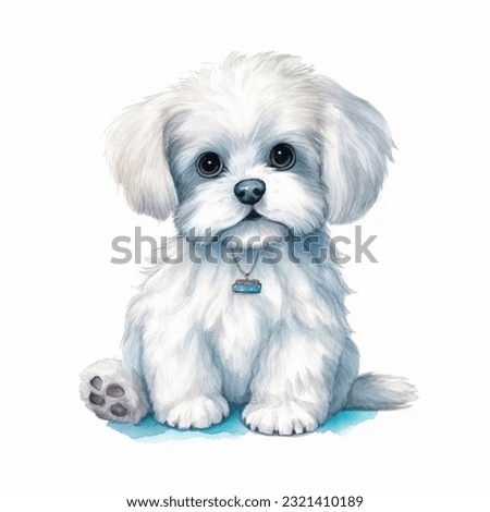 Similar – Image, Stock Photo Cute puppy sitting in field in summer day