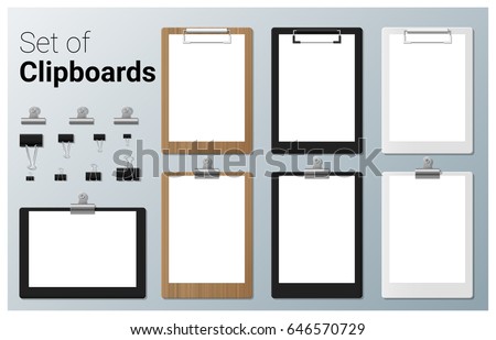 Set of realistic clipboards , vector, illustration