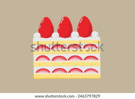 Illustration of a hand-drawn strawberry sponge cake with a cross section visible