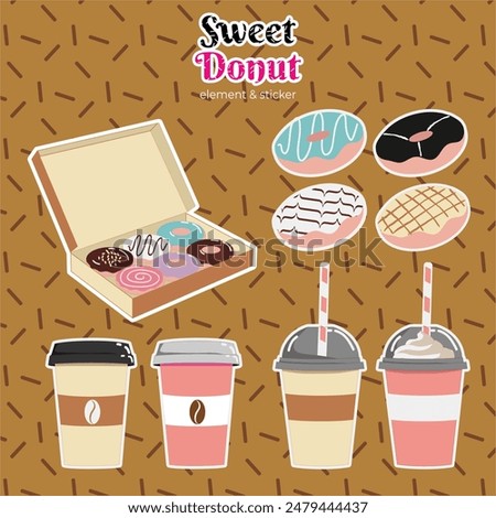 Donuts Sticker pack : Delightful assortment of donut theme stickers, perfect for expressing your love for sweet treats in chats, add some sweetness to conversations with these charming stickers