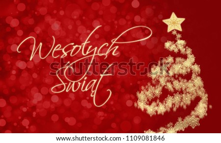 Merry Christmas card with greeting in Polish:Weso?ych ?wi?t Zdjęcia stock © 