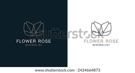 Rose flower minimal stylish single weight line art logo design.