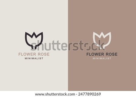 Minimal rose flower icon nature aesthetic logo design.	
