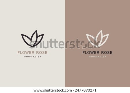 Minimal rose flower icon nature aesthetic logo design.	
