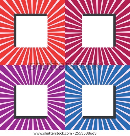 Vibrant 2x2 Grid of Colorful Squares with Central White Shadowed Square Illustration Background