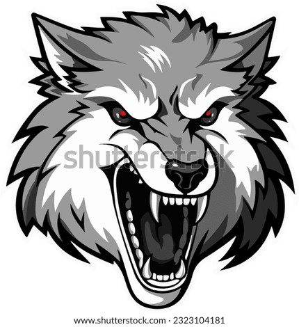 angry wolf drawing watercolor painting logo Angry wolf line drawing Wolf with red eyes