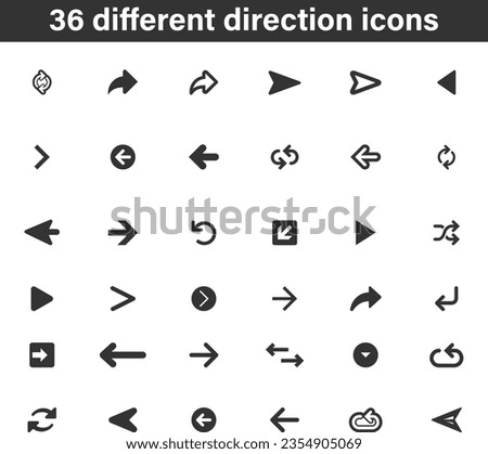 Set of icons for direction, back and forth, refresh, button, collection of different icons, forward , back, left and right