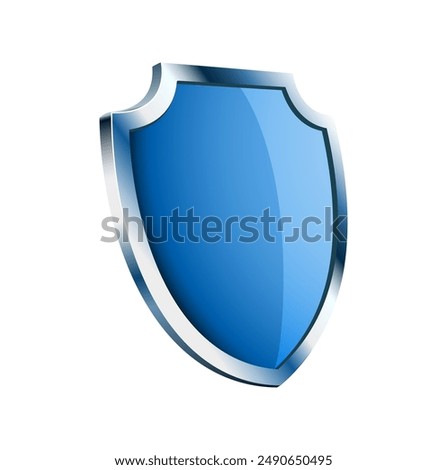 Shield depicting protection. shield 3d icon. Protection, defense and security concept symbol: blue shield on isolated on white background

