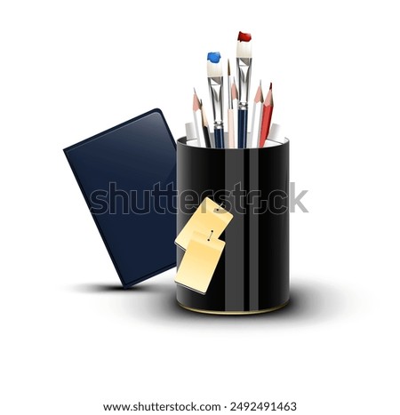 3d pen and pencil. School and office supplies, stationery. Inventory for drawing and writing, creativity and art. Cartoon 3D vector illustration
