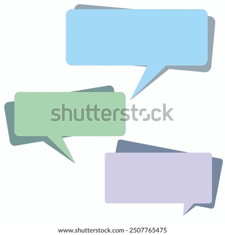 Speech Bubbles A set of three colorful speech bubbles with soft shadows, perfect for adding a touch of conversation to your designs.  