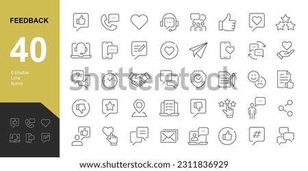 Feedback Line Editable Icons set. Vector illustration in modern thin line style of communication icons: messages, calls, rating, bubbles. Pictograms and infographics for mobile apps