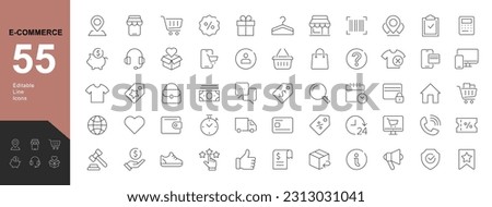 E-commerce Line Editable Icons set. Vector illustration in modern thin line style of marketing icons: payment methods, pictograms and infographic for mobile applications, and types of goods.