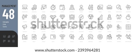 Management Line Editable Icons set. Vector illustration in modern thin line style of business icons: functions, principles, goals, and more. Pictograms and infographics for mobile apps