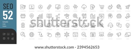 Search Engine Optimization Line Editable Icons set. Vector illustration in modern thin line style of technology icons: web development, strategy, optimization and more. Pictograms and infographic