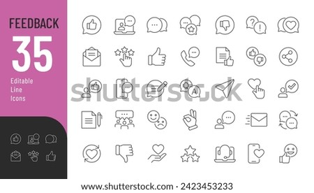 Feedback Line Editable Icons set. Vector illustration in modern thin line style of communication icons: messages, calls, rating, bubbles. Pictograms and infographics for mobile apps