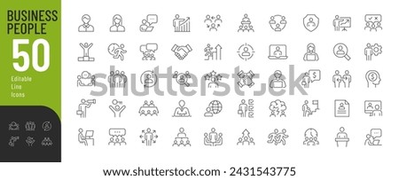 Business People Line Editable Icons set. Vector illustration in modern thin line style of business related icons: leadership, teamwork, business  male and female avatars, career, and more.