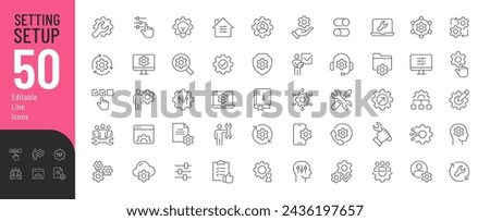 Setting Setup Line Editable Icons set. Vector illustration in modern thin line style of technology related icons: parameters, tools, algorithm, and more. Pictograms and infographics for mobile apps