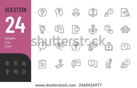 Question Editable Icons set. Vector illustration in modern thin line style of trouble related icons: problem, ask, confusion, and more. Pictograms and infographics for mobile apps.