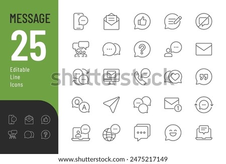 Message Editable Icons set. Vector illustration in modern thin line style of communication related icons: speech, chat, help, and more. Pictograms and infographics for mobile apps.