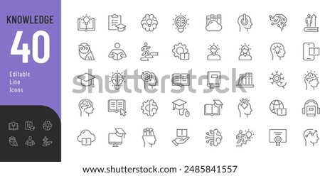 
Knowledge Line Editable Icons set. Vector illustration in modern thin line style of education related icons: cognition, books, mind, and more. Pictograms and infographics for mobile apps
