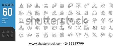 Business  Line Editable Icons set. Vector illustration in modern thin line style of finance and management related icons: planning, partnership, analytics, and more. Pictograms and infographics