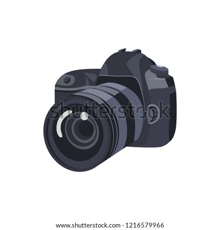 Vector illustration of digital SLR Camera System with lens 