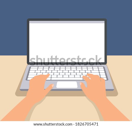 Cartoon character, Businessman hand on computer laptop