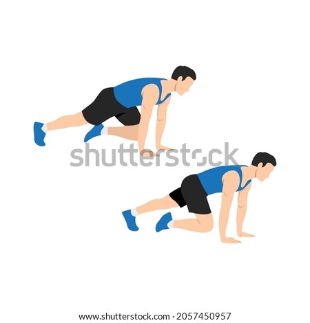 Man doing Mountain climber exercise. Flat vector illustration isolated on white background ストックフォト © 