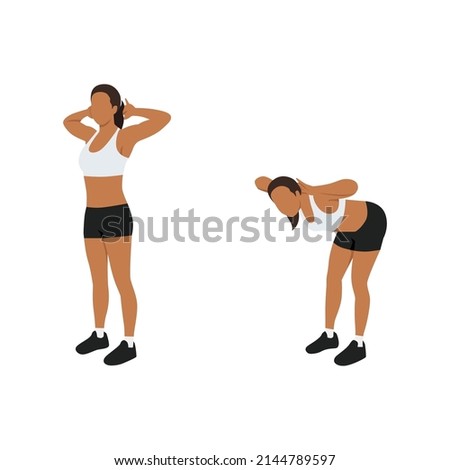 Sport woman doing Good morning exercise for backside workout. Flat vector illustration isolated on white background