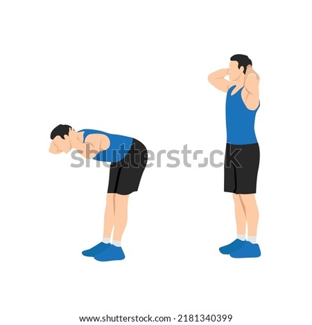 Man doing Good morning exercise for backside workout. Flat vector illustration isolated on white background