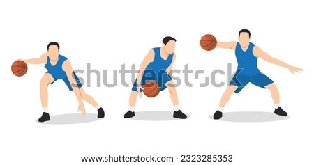 Basketball player. Group of 3 different basketball players in different playing positions. Flat vector illustration isolated on white background
