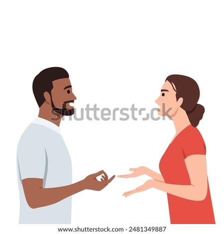 Young Husband and Wife Arguing. Couple argue. Flat vector illustration isolated on white background