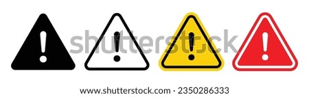 Danger warning icon set. alert triangle warn sign in black, yellow, and red color. exclamation sign. 