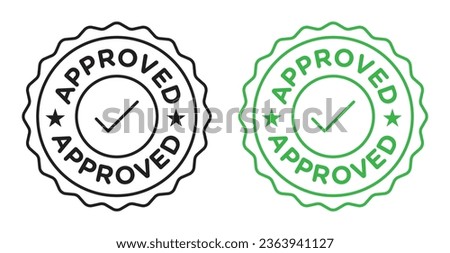 Approved stamp vector set in black color. Suitable for apps and website UI designs