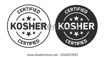 Kosher certified Icons set in black filled and outlined.