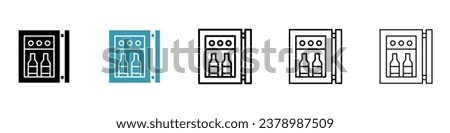 minibar vector thin line icon set. hotel mini refrigerator vector symbol. mini fridge sign for web ui designs