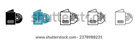 DVD vector thin line icon set. cd disc case vector symbol. music video DVD sign for web ui designs