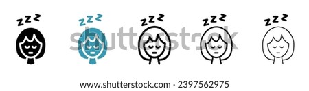 Can't fall asleep vector illustration set. Sleepless symbol. Insomnia sign. Asleep icon in black and white color.