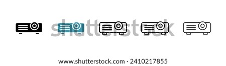 Multimedia Projector Vector Icon Set. Video display beam projector vector symbol for UI design.