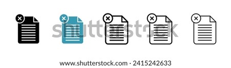 Document Termination Vector Icon Set. File Cancellation Vector Symbol for UI Design.