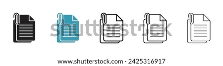 File Attachment Vector Icon Set. Document Clip Vector Symbol for UI Design.