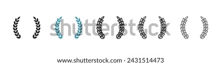 Victory Garland Vector Icon Set. Triumphal Olive Wreath Vector Symbol for UI Design.