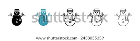 Set of Friendly Snowman Icons. Vector Illustrations of Cheerful Snowmen.