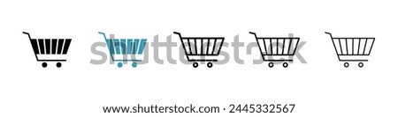 Consumer Shopping and Retail Cart Icons. E-commerce Trolley and Purchasing Symbols.