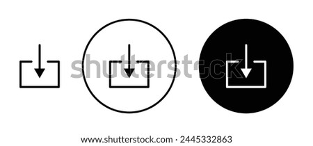 Download vector icon set. Download arrow button sign. Digitally Download file or app browser website navigation vector icon for UI designs.